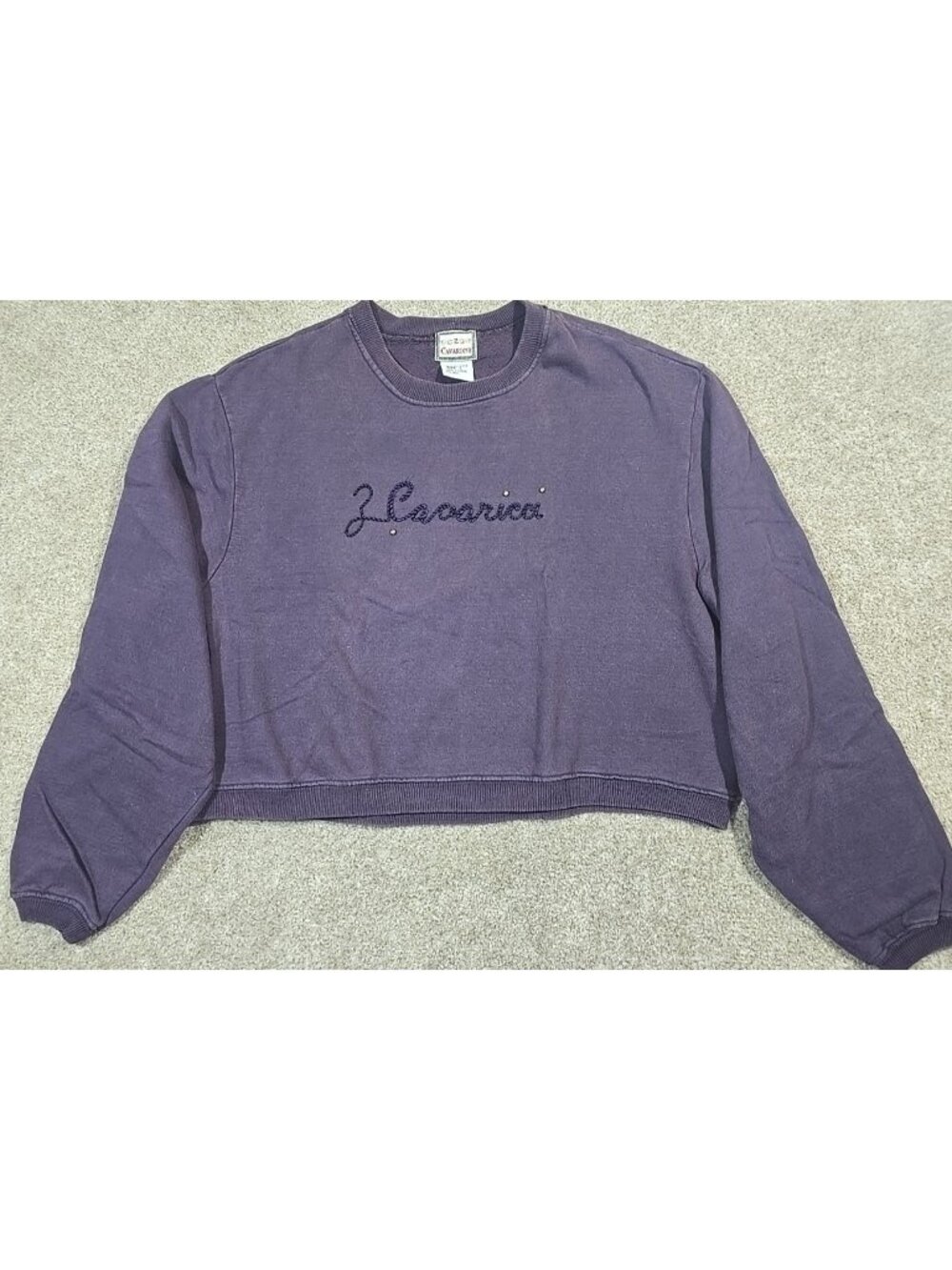 Z. Cavaricci Vintage Cropped Sweatshirt Embroidered Made in USA Cotton Women's L